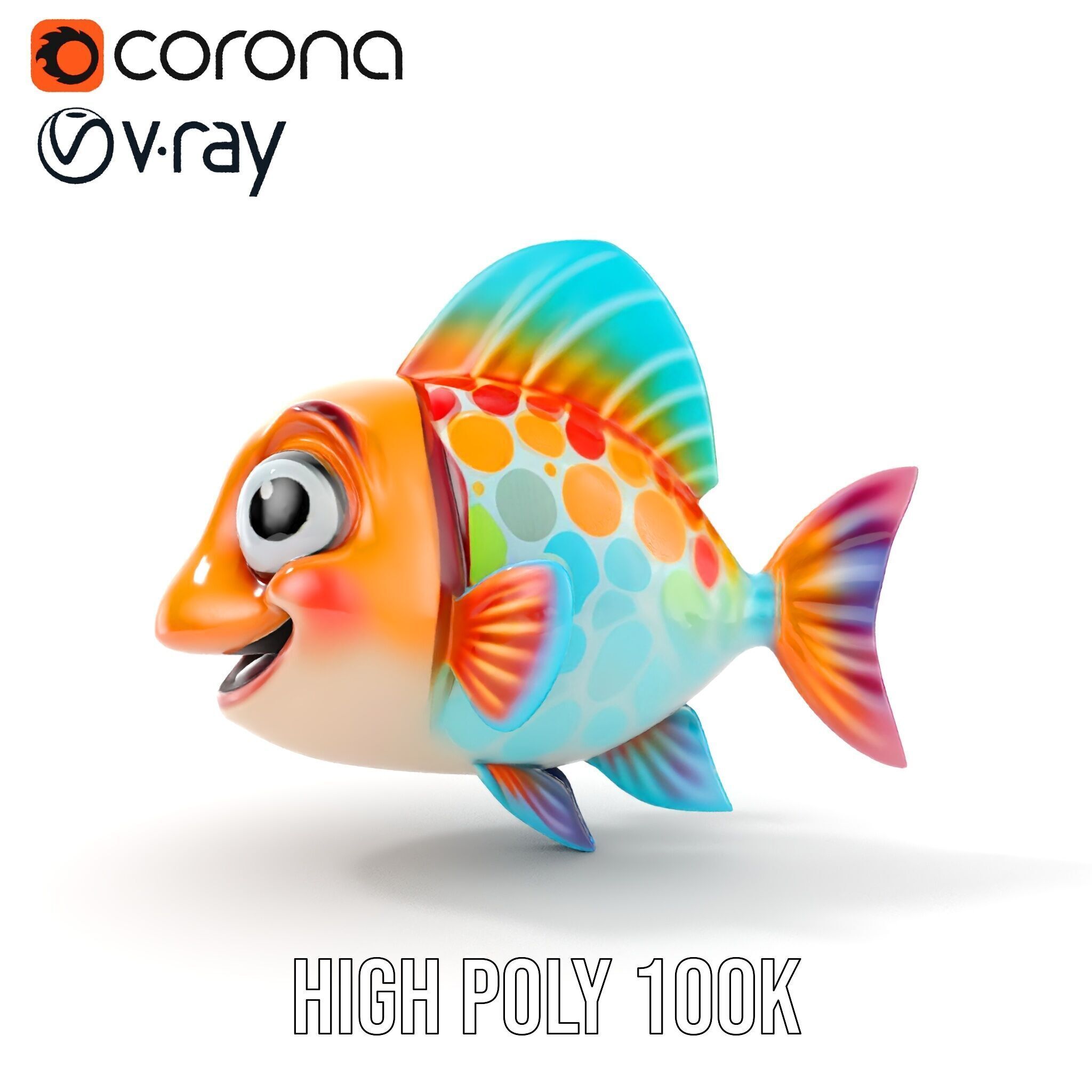 Cartoon Fish Model Pack with Vibrant Colors Low-poly 3D model_27