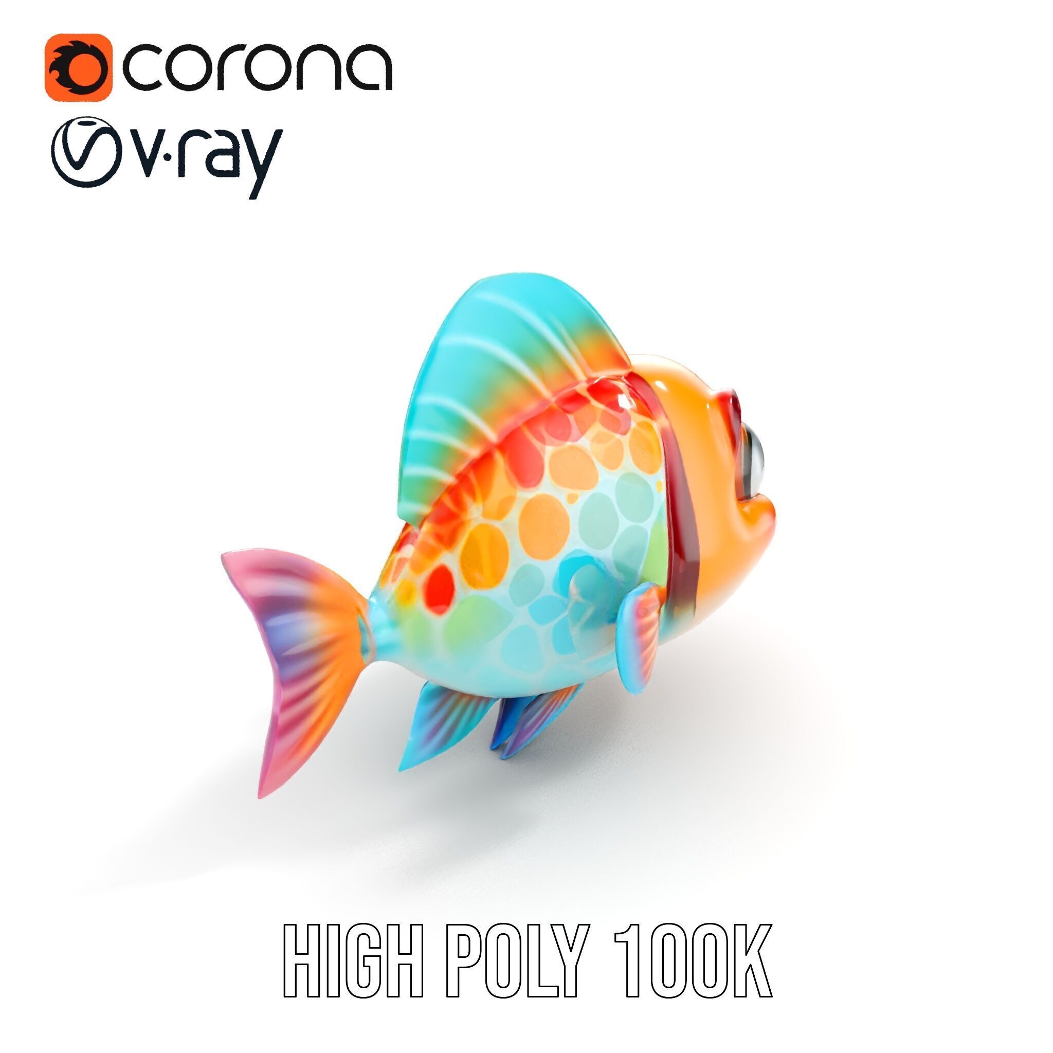 Cartoon Fish Model Pack with Vibrant Colors Low-poly 3D model_19
