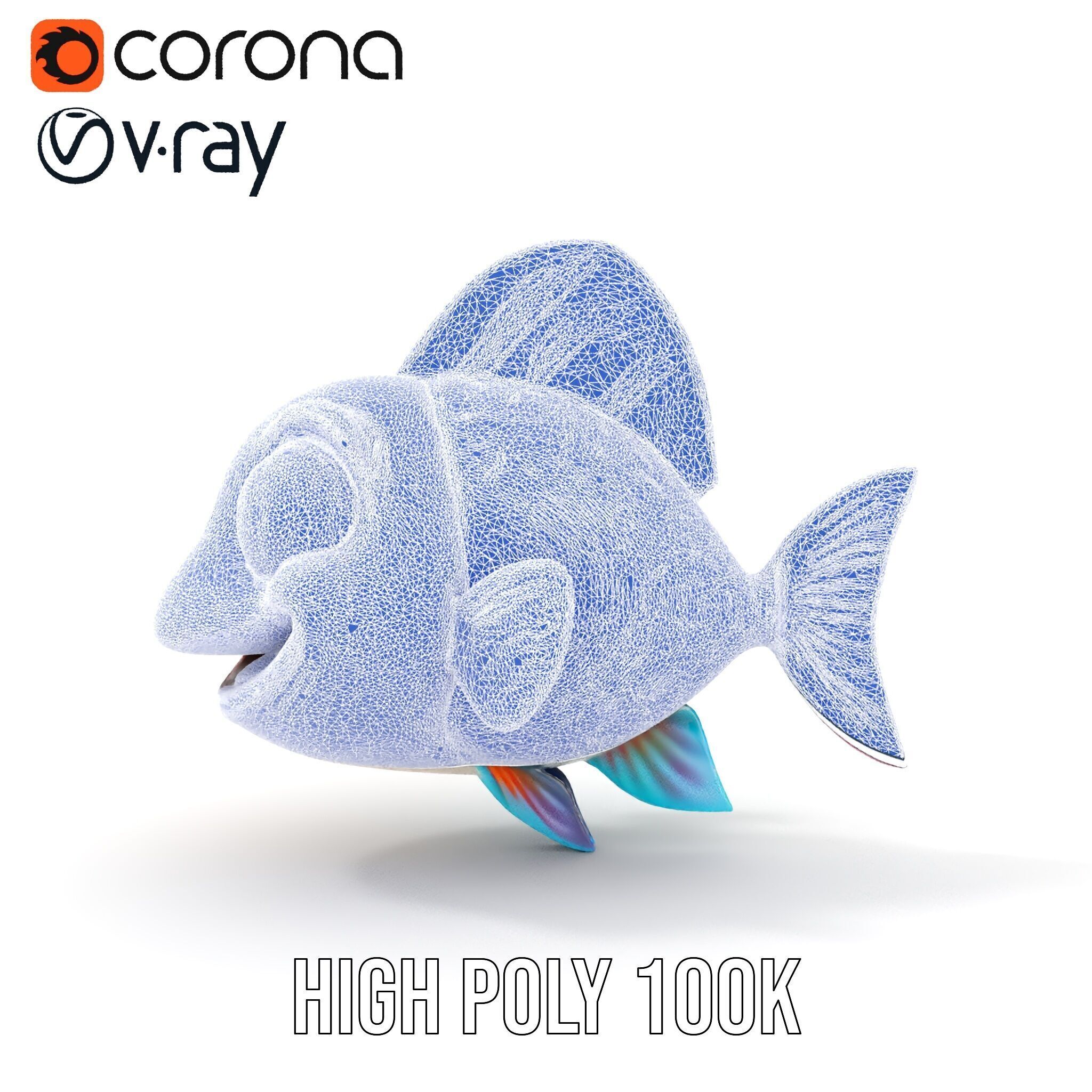 Cartoon Fish Model Pack with Vibrant Colors Low-poly 3D model_28