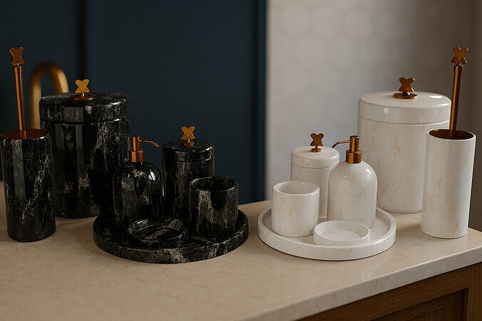 Modern Bathroom Accessory Set Low-poly 3D model