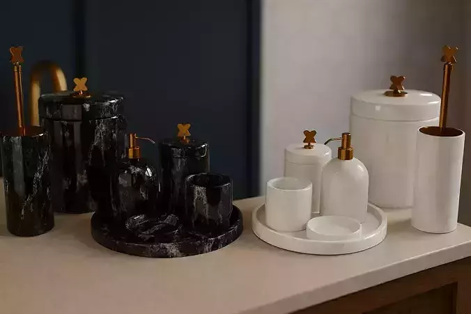 Modern Bathroom Accessory Set Low-poly 3D model