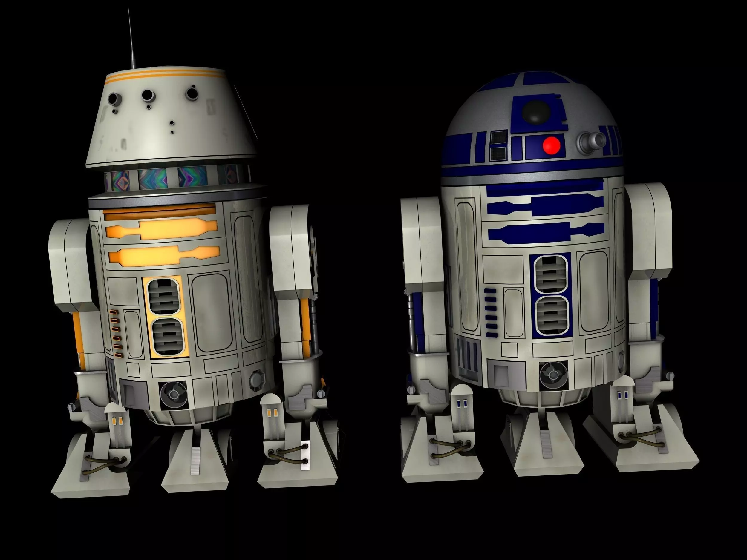 R2D2 and R5D4 Droids Star Wars 3D model_0