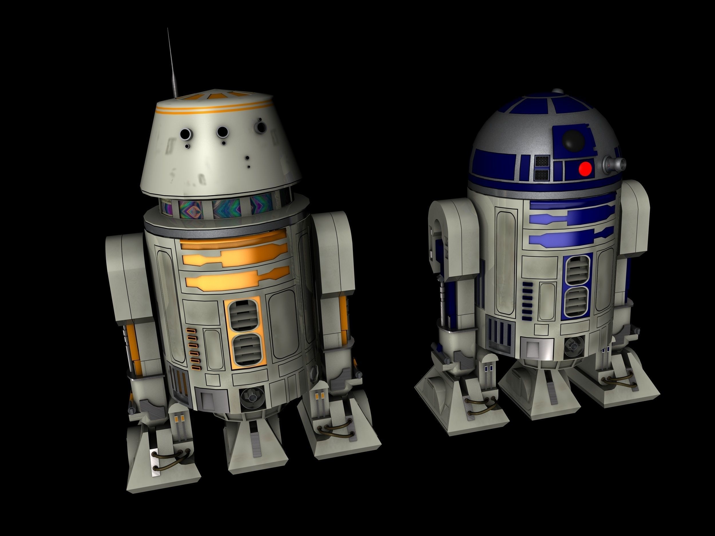 R2D2 and R5D4 Droids Star Wars 3D model_3
