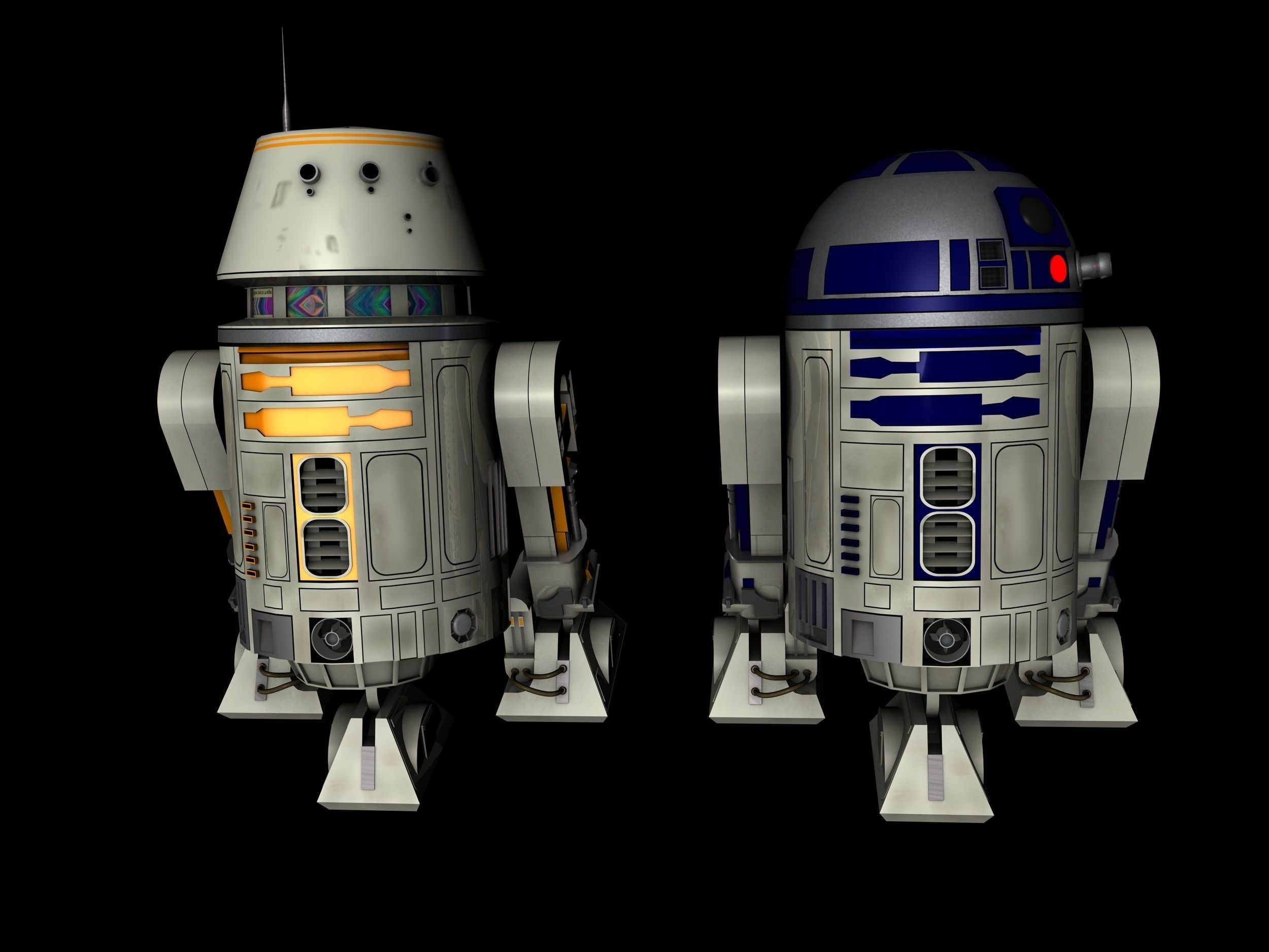 R2D2 and R5D4 Droids Star Wars 3D model_6
