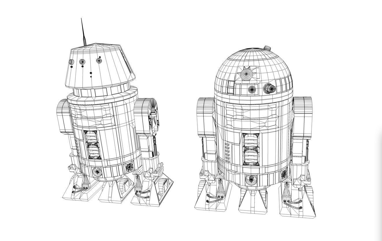 R2D2 and R5D4 Droids Star Wars 3D model_9