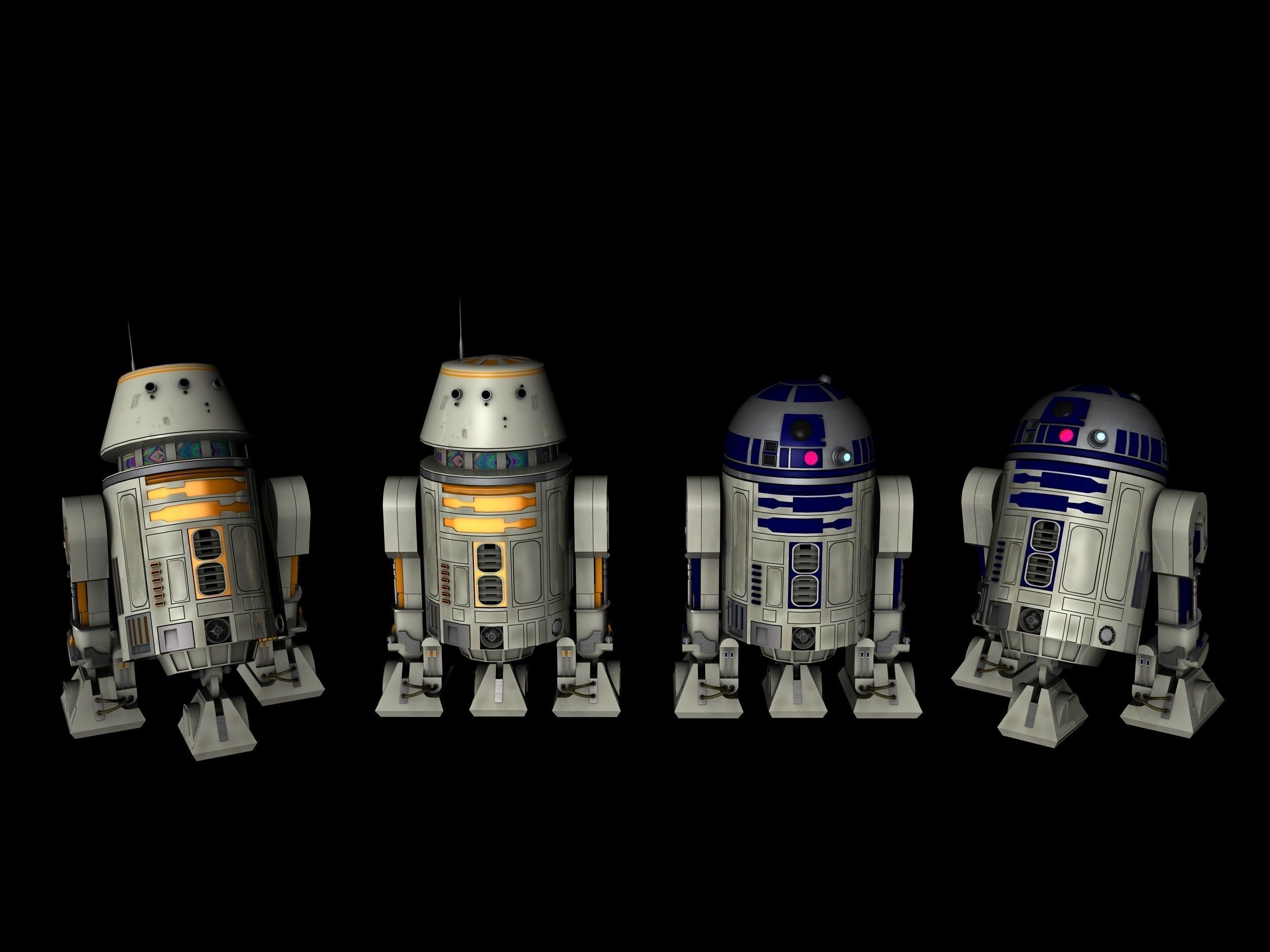 R2D2 and R5D4 Droids Star Wars 3D model_8