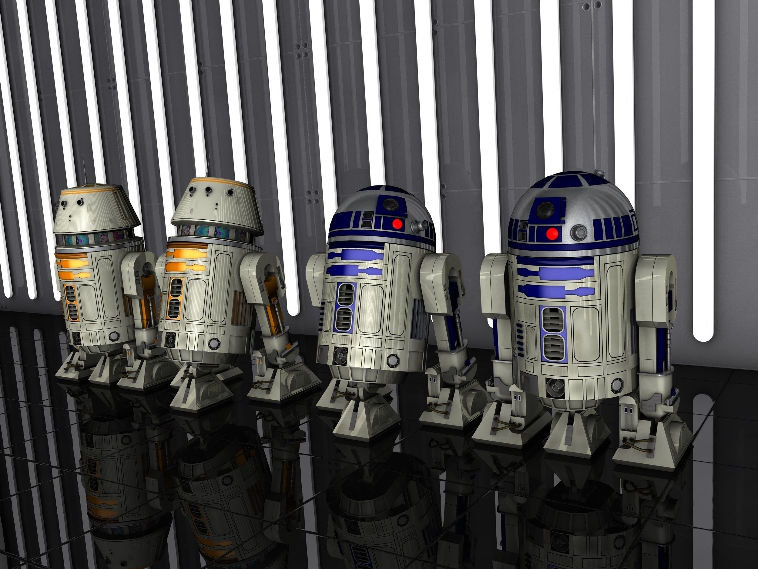 R2D2 and R5D4 Droids Star Wars 3D model_5