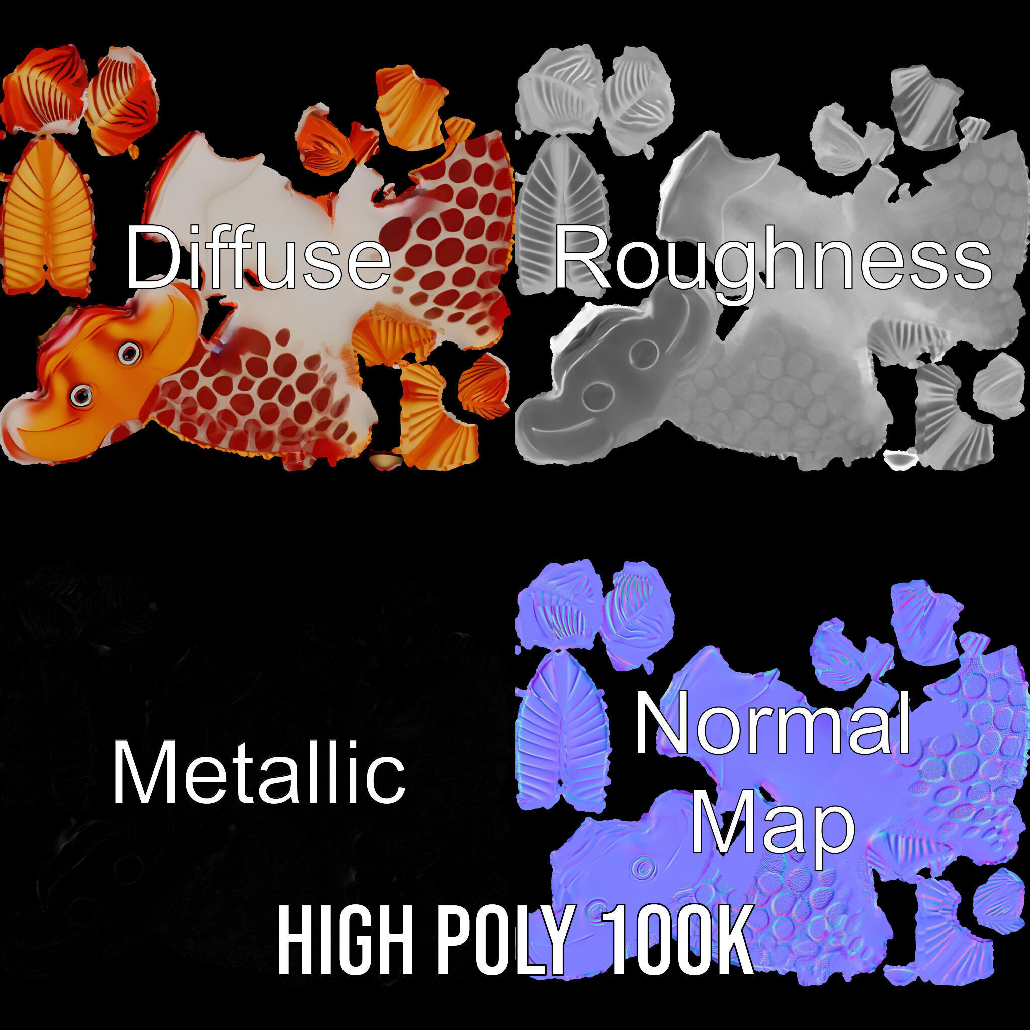 Cartoon Fish Character D Model Pack Low-poly 3D model_3