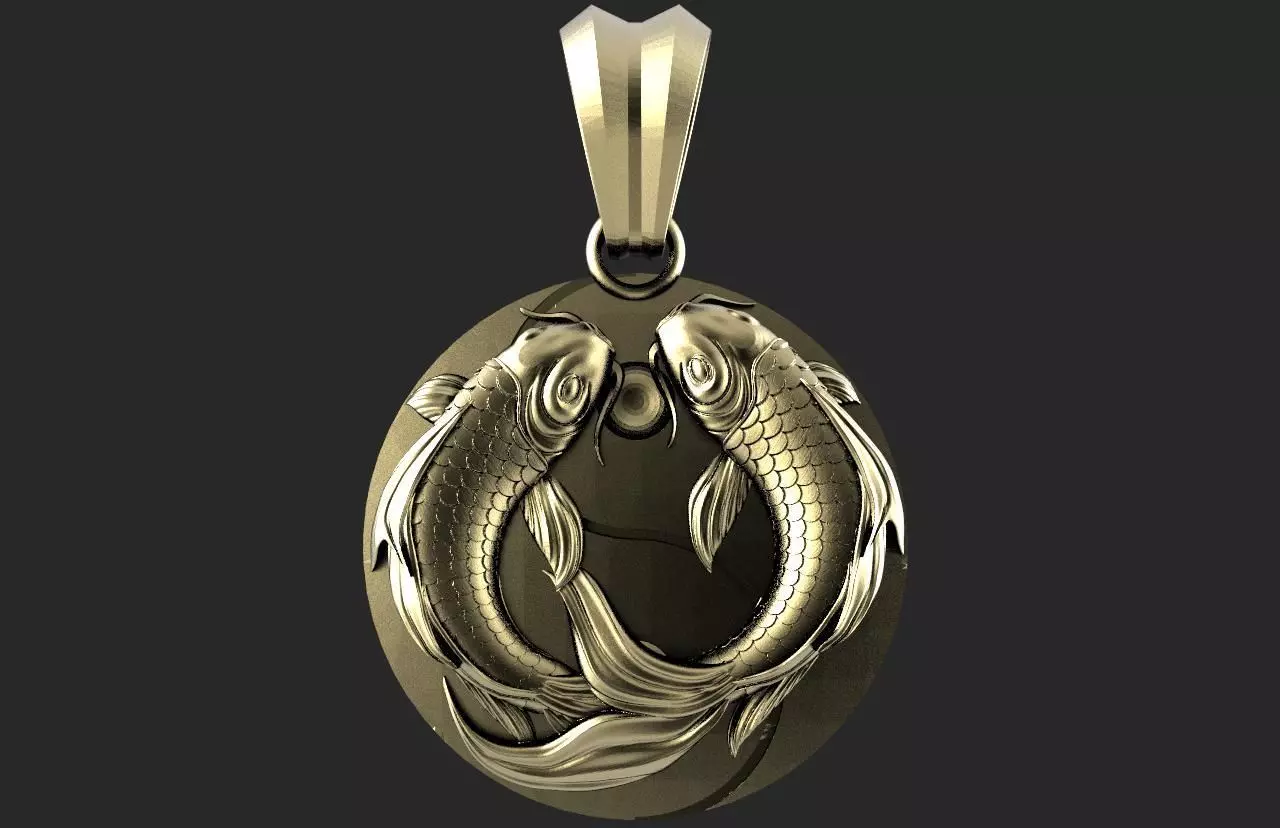 Koi fish pendant 3D print model