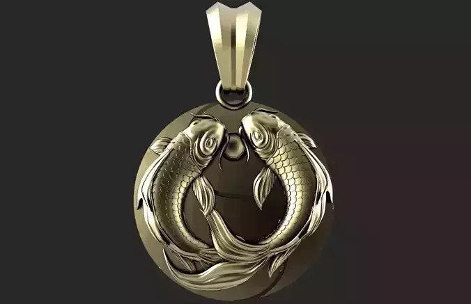Koi fish pendant 3D print model