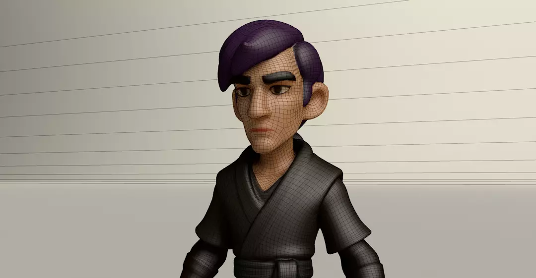 Stylized Game Ready Human Character Rigged named Murai Low-poly 3D model_0
