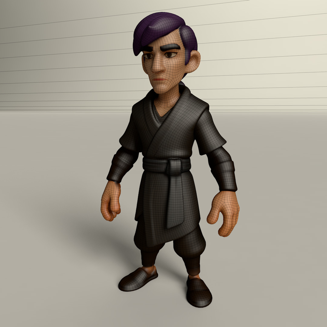 Stylized Game Ready Human Character Rigged named Murai Low-poly 3D model_2