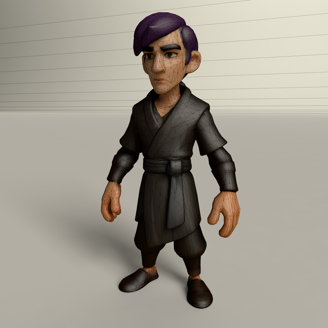 Stylized Game Ready Human Character Rigged named Murai Low-poly 3D model_4