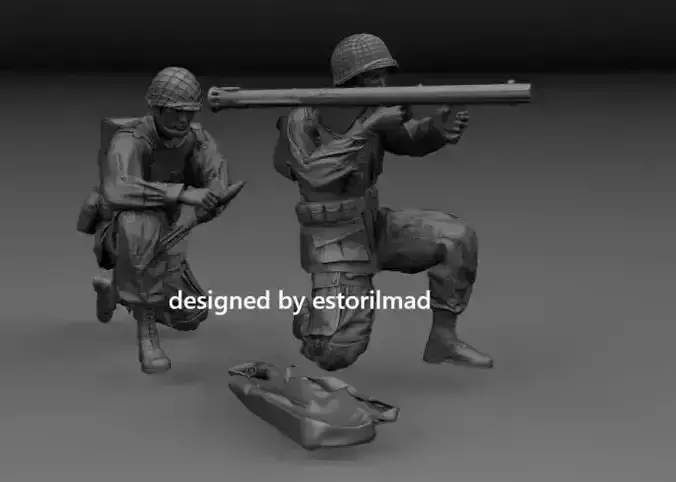 WW2 AMERICAN PARATROOPERS BAZOOKA TEAM IN ACTION