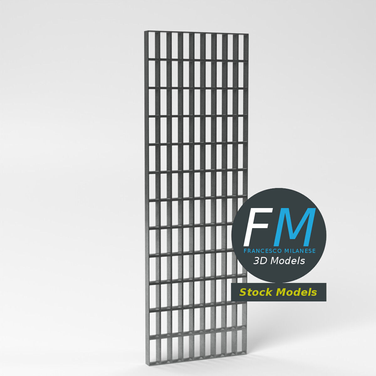 Rectangular steel grating panel 3D model_5