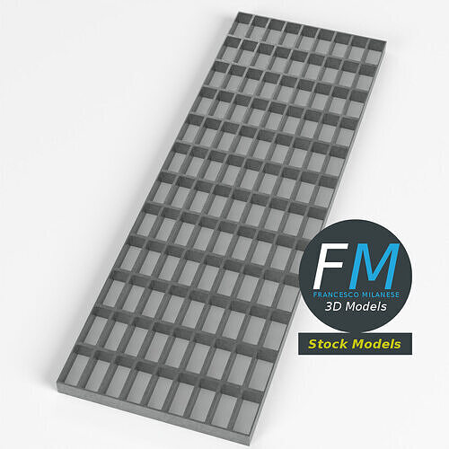 Rectangular steel grating panel 3D model