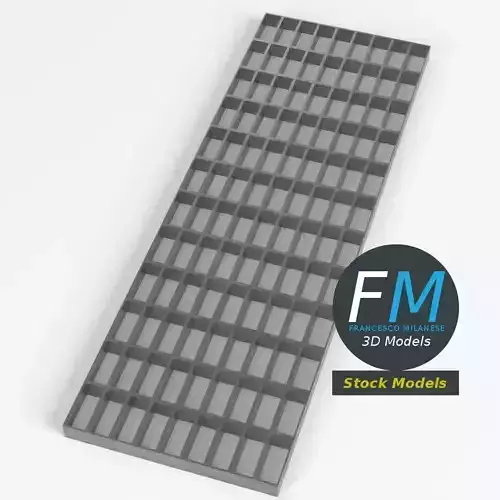 Rectangular steel grating panel 3D model