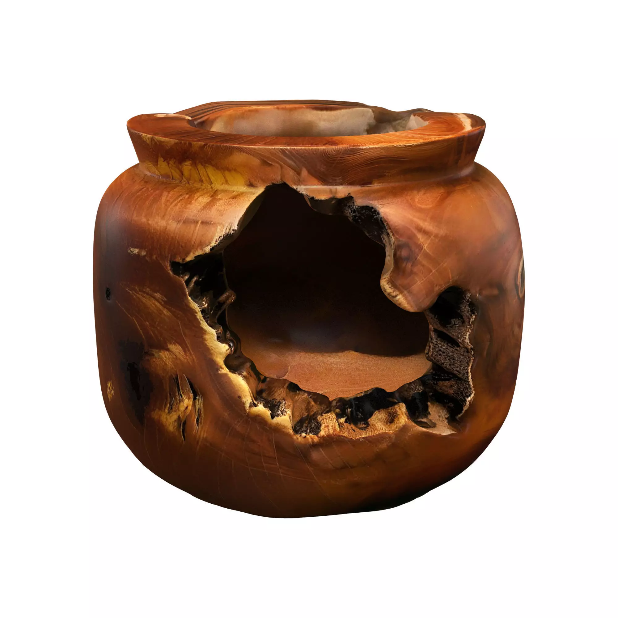 Natural Root Teak Vase 3D model_0