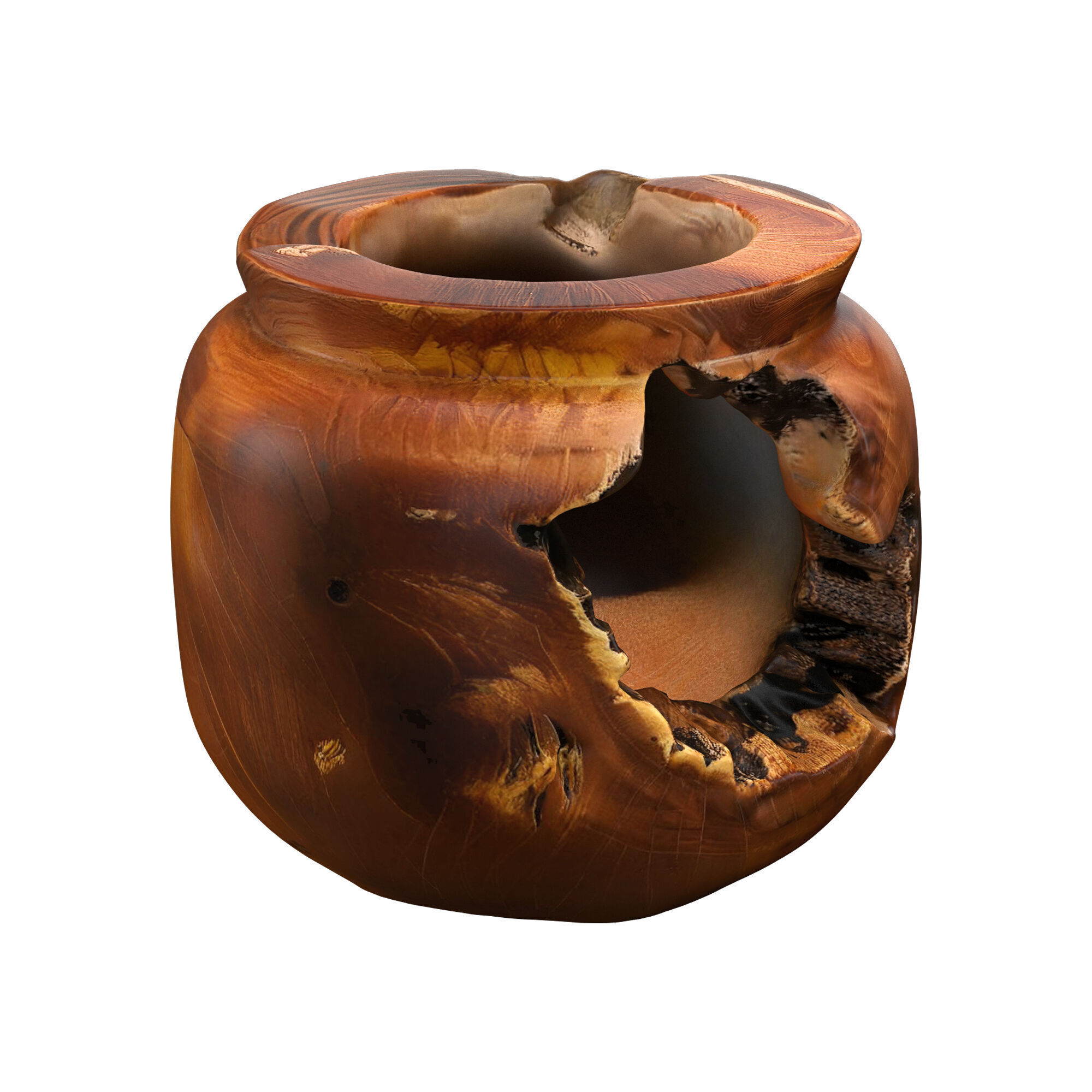 Natural Root Teak Vase 3D model_1