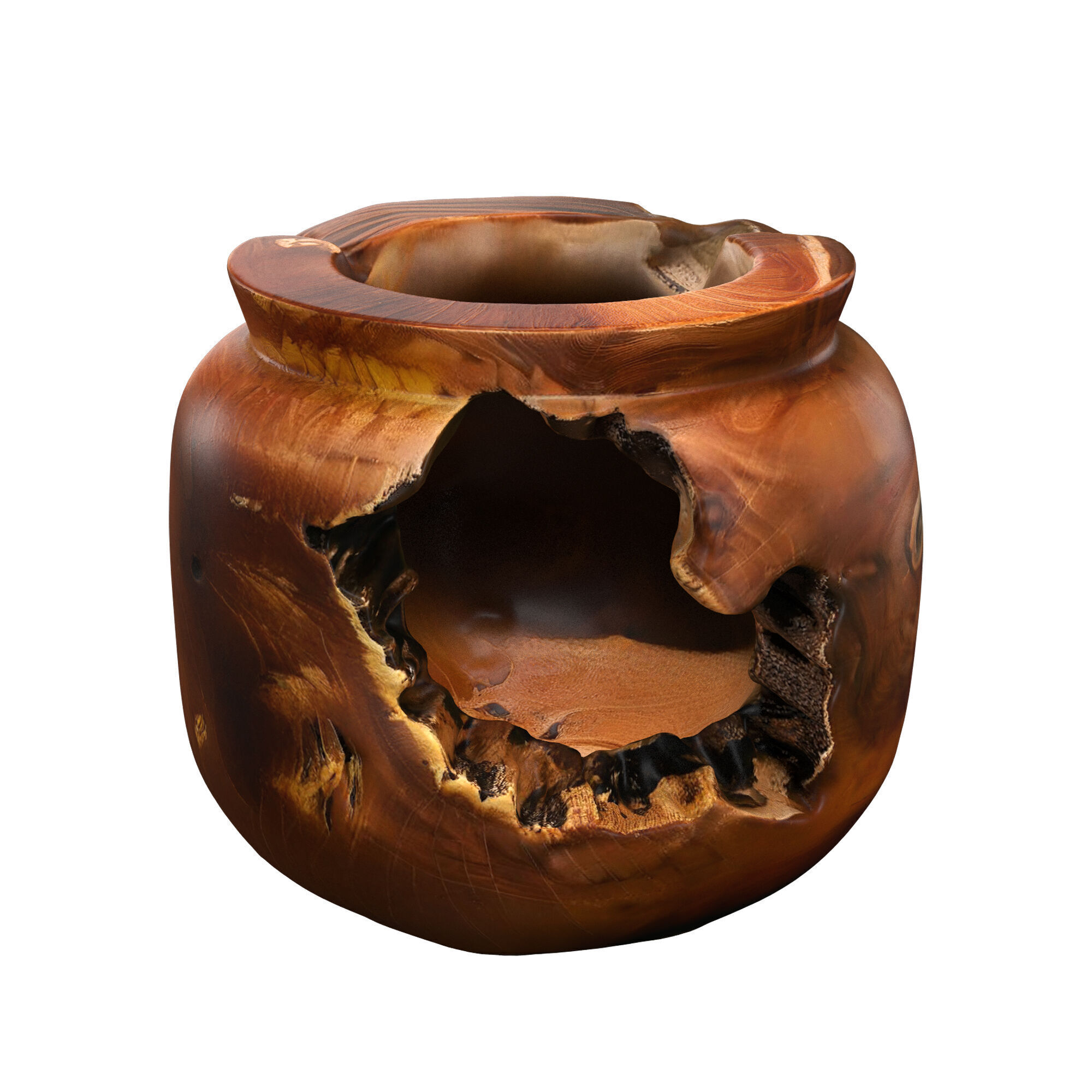 Natural Root Teak Vase 3D model_2