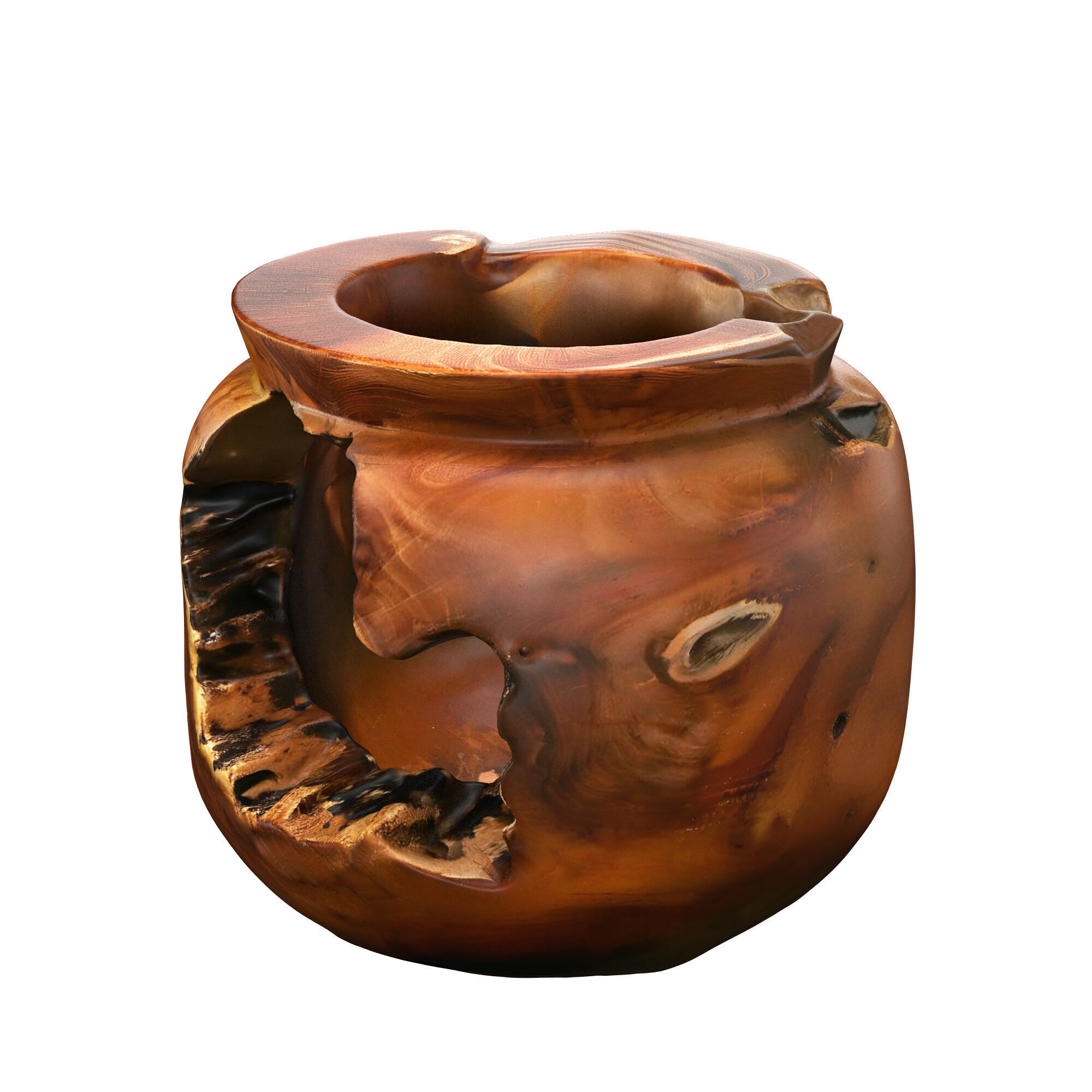 Natural Root Teak Vase 3D model_3
