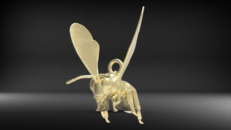 Bee Pendant charm necklace 3D print model_9