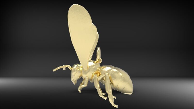 Bee Pendant charm necklace 3D print model_15