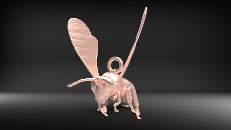 Bee Pendant charm necklace 3D print model_25