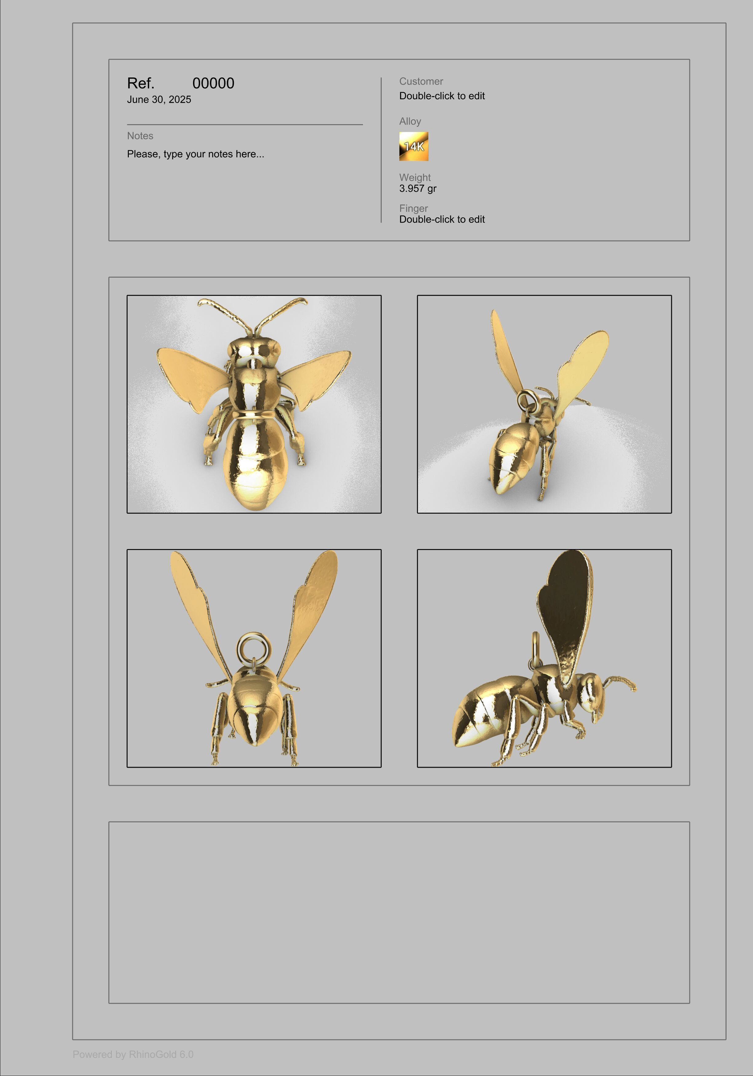 Bee Pendant charm necklace 3D print model_26