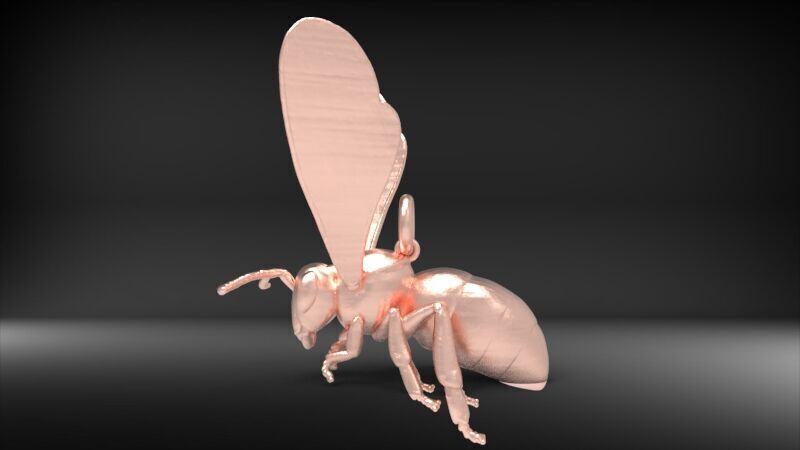 Bee Pendant charm necklace 3D print model_7