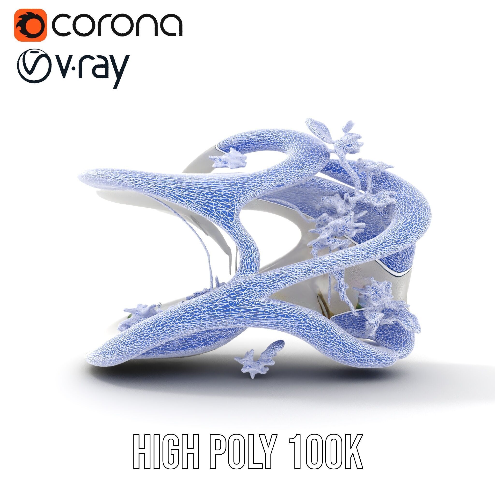 Abstract Organic Planter Model Pack with Integrated Foliage Low-poly 3D model_26