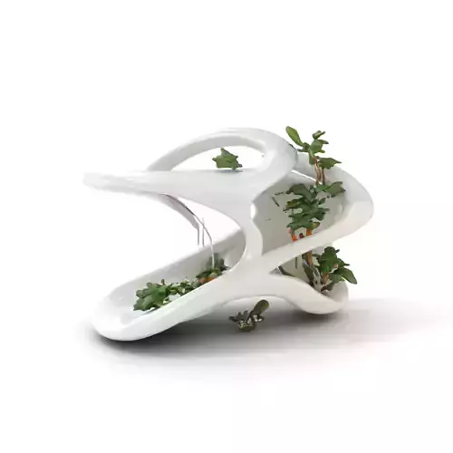 Abstract Organic Planter Model Pack with Integrated Foliage Low-poly 3D model