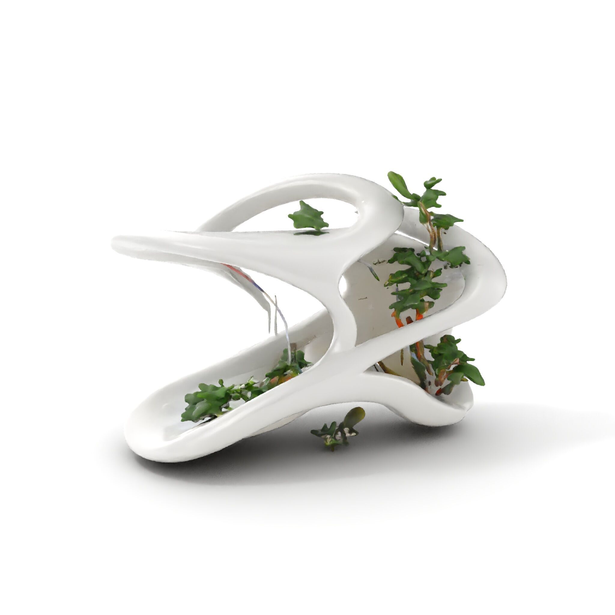 Abstract Organic Planter Model Pack with Integrated Foliage Low-poly 3D model_7