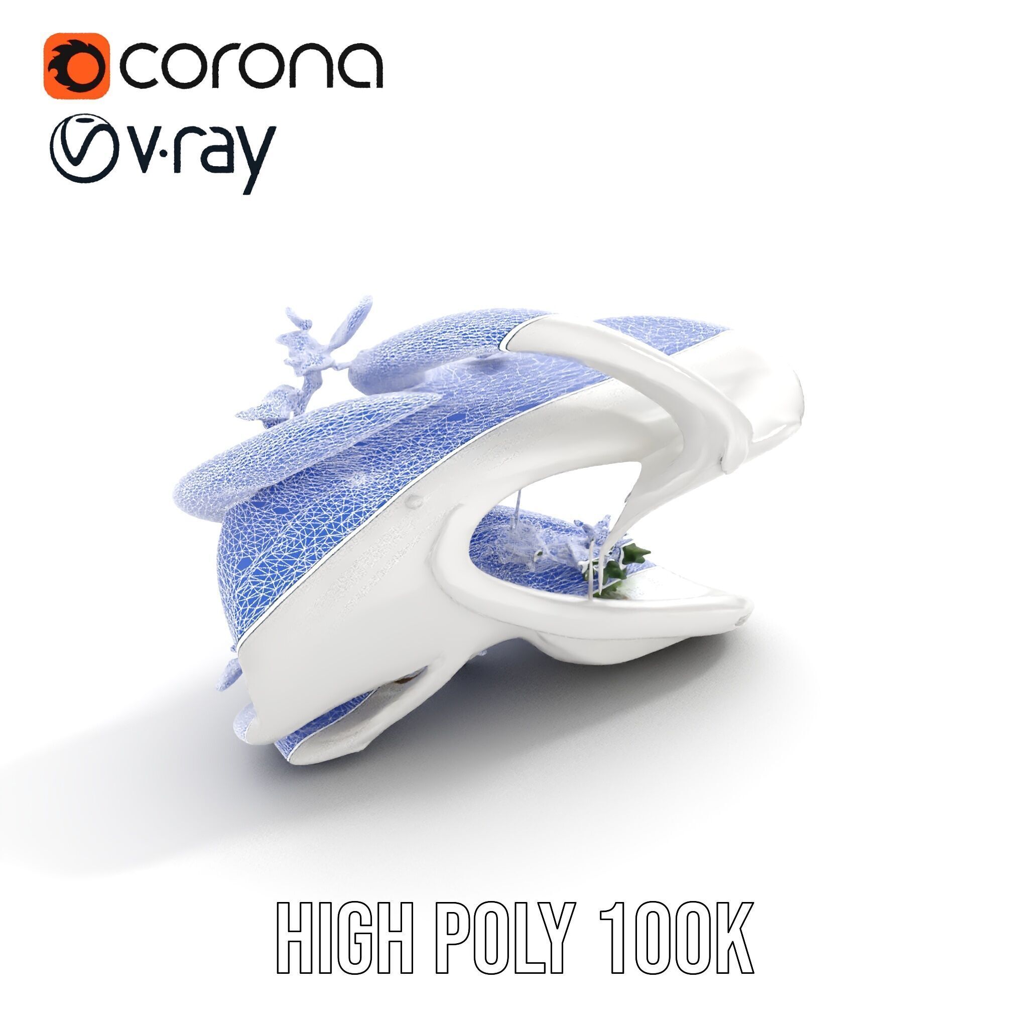 Abstract Organic Planter Model Pack with Integrated Foliage Low-poly 3D model_20