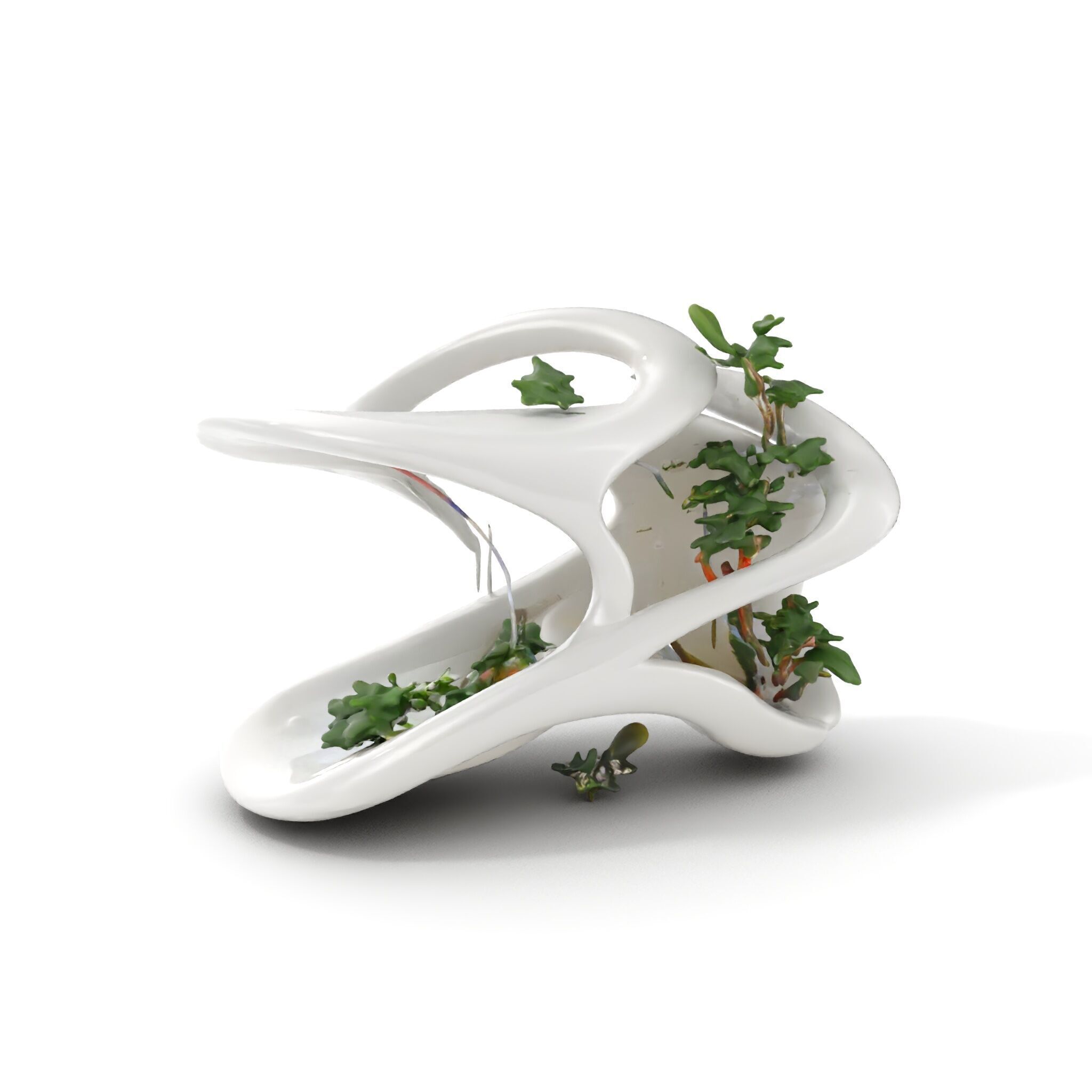 Abstract Organic Planter Model Pack with Integrated Foliage Low-poly 3D model_6