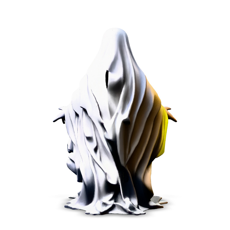 Realistic Kneeling Ghost 3D Model Low-poly 3D model_6