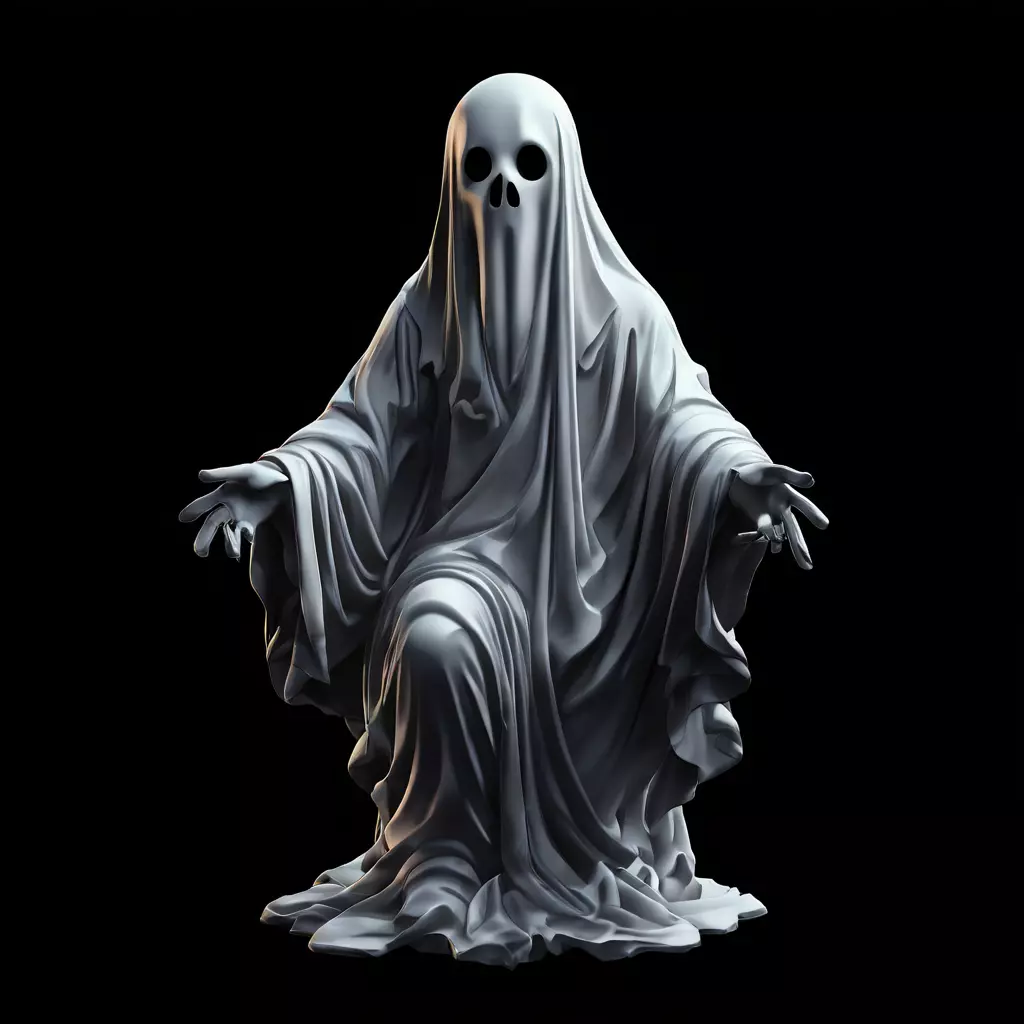 Realistic Kneeling Ghost 3D Model Low-poly 3D model_0