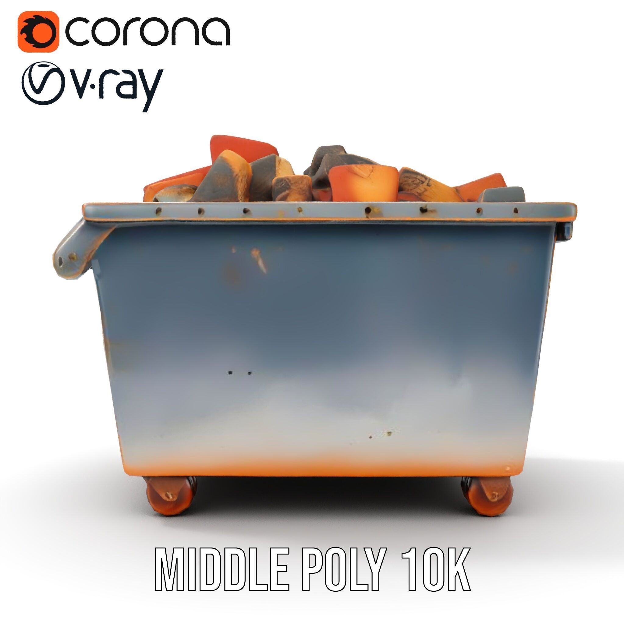 Industrial Dumpster with Bricks Model Pack Low-poly 3D model_30