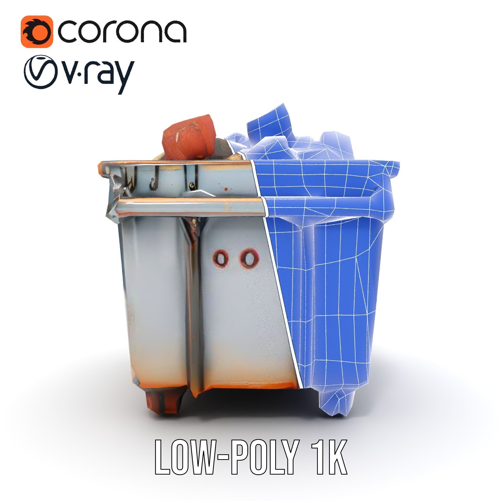 Industrial Dumpster with Bricks Model Pack Low-poly 3D model_31