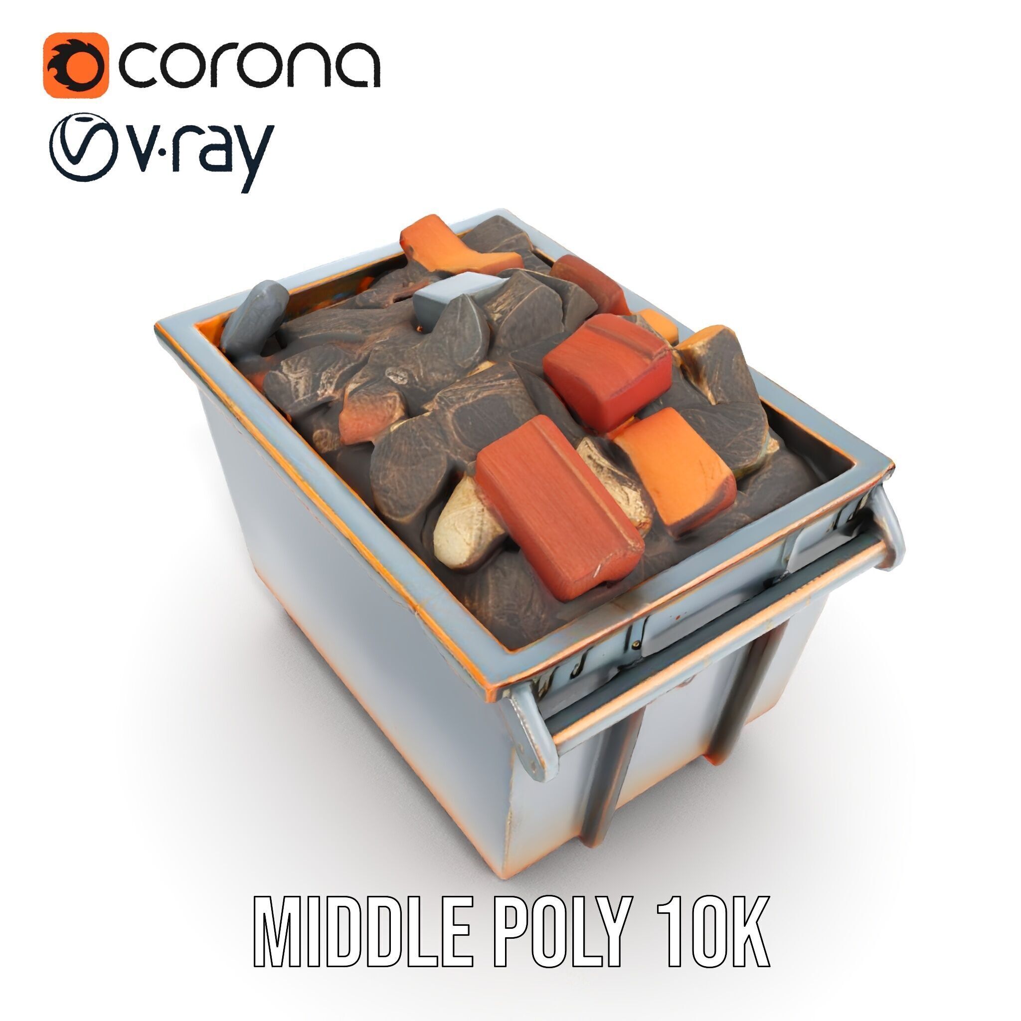 Industrial Dumpster with Bricks Model Pack Low-poly 3D model_9