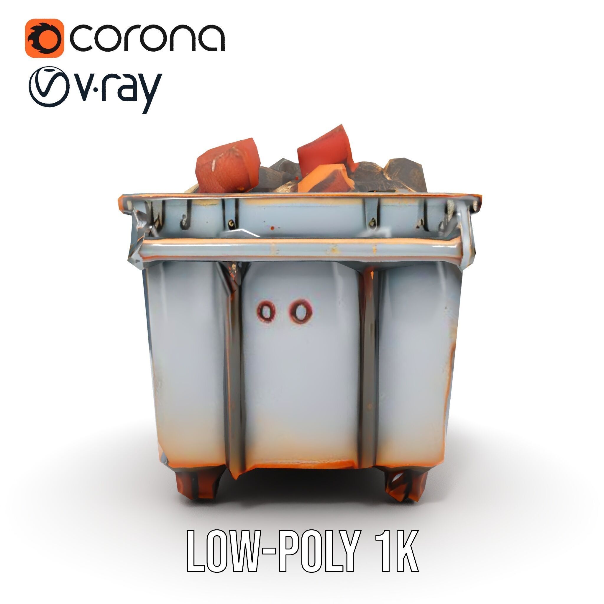 Industrial Dumpster with Bricks Model Pack Low-poly 3D model_18