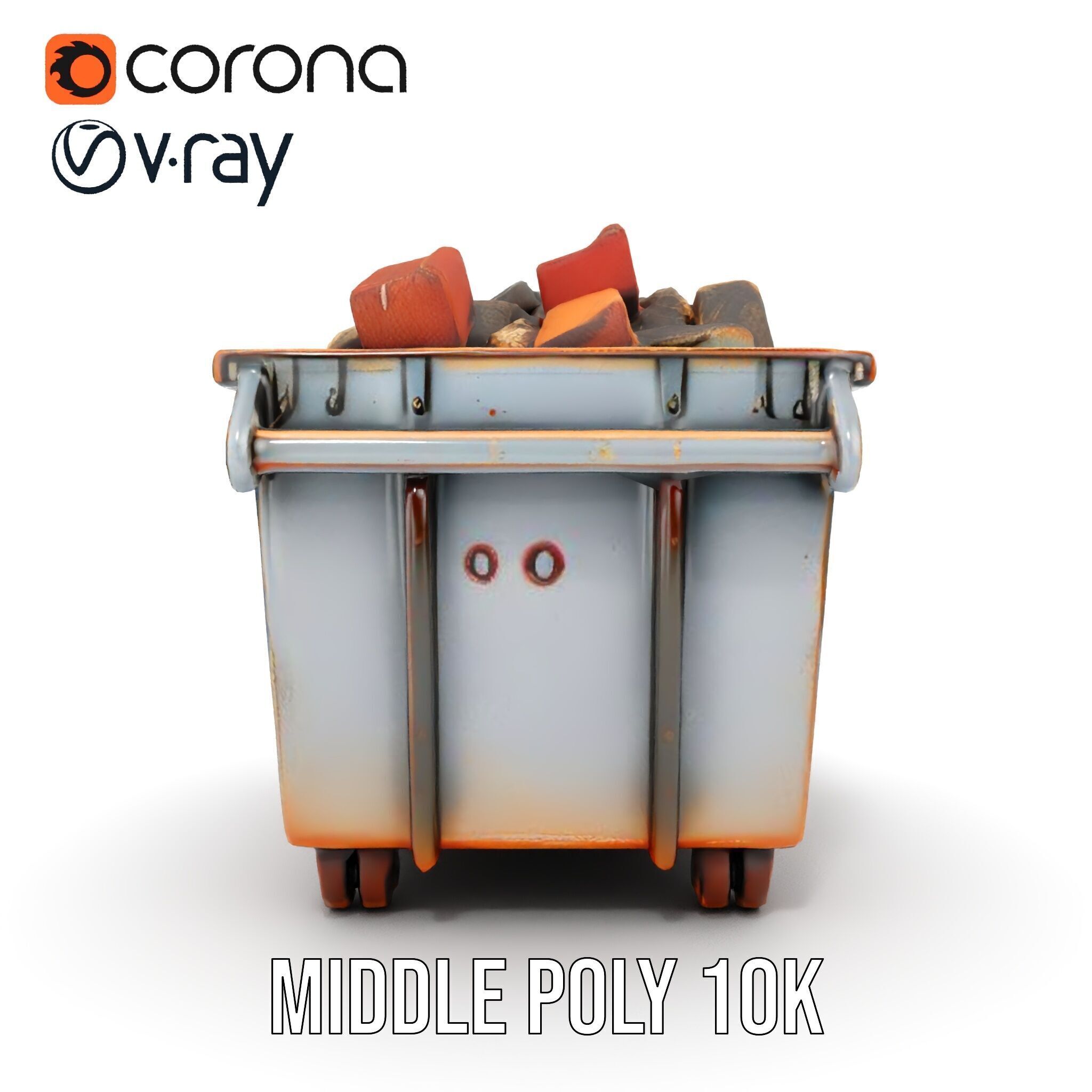 Industrial Dumpster with Bricks Model Pack Low-poly 3D model_20