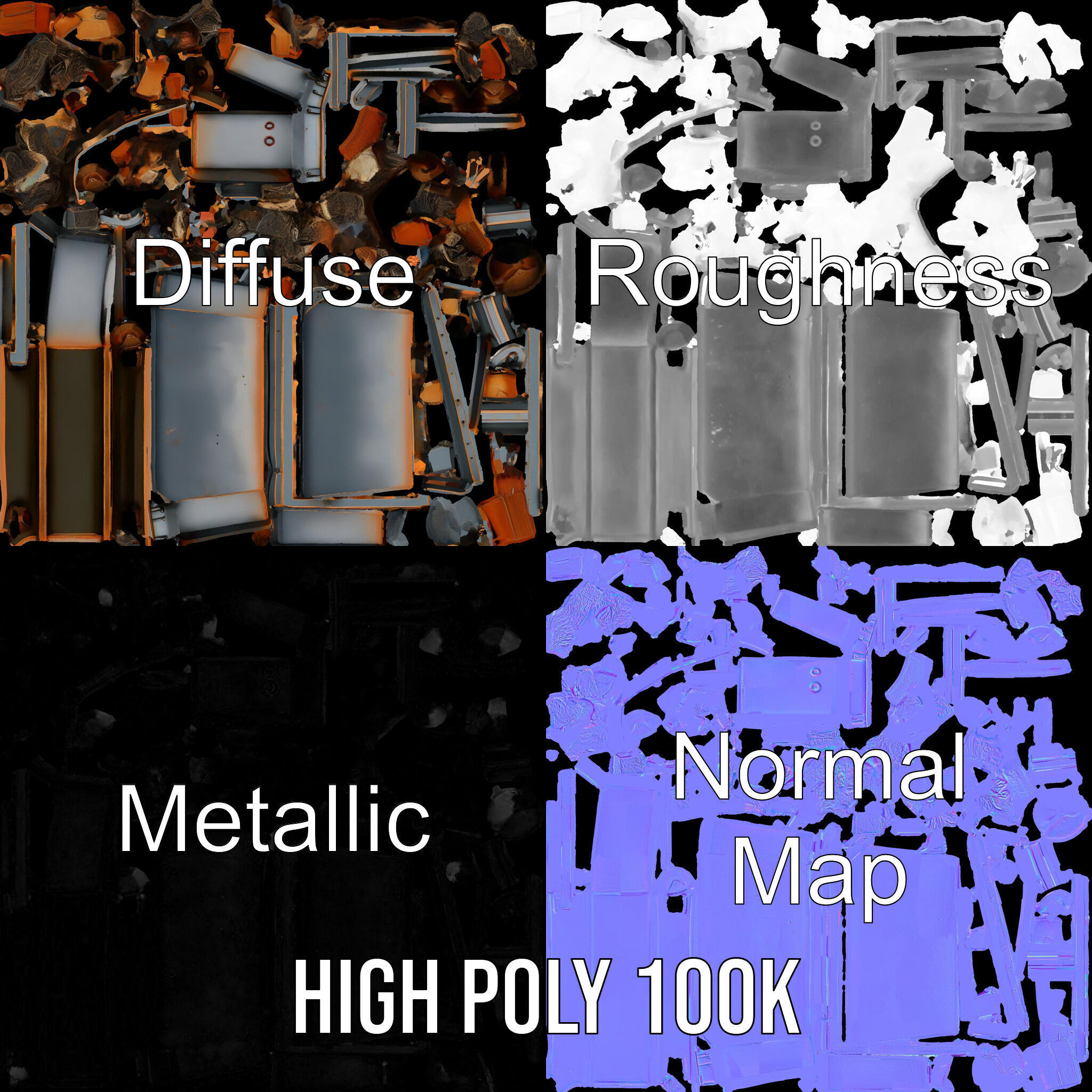 Industrial Dumpster with Bricks Model Pack Low-poly 3D model_3