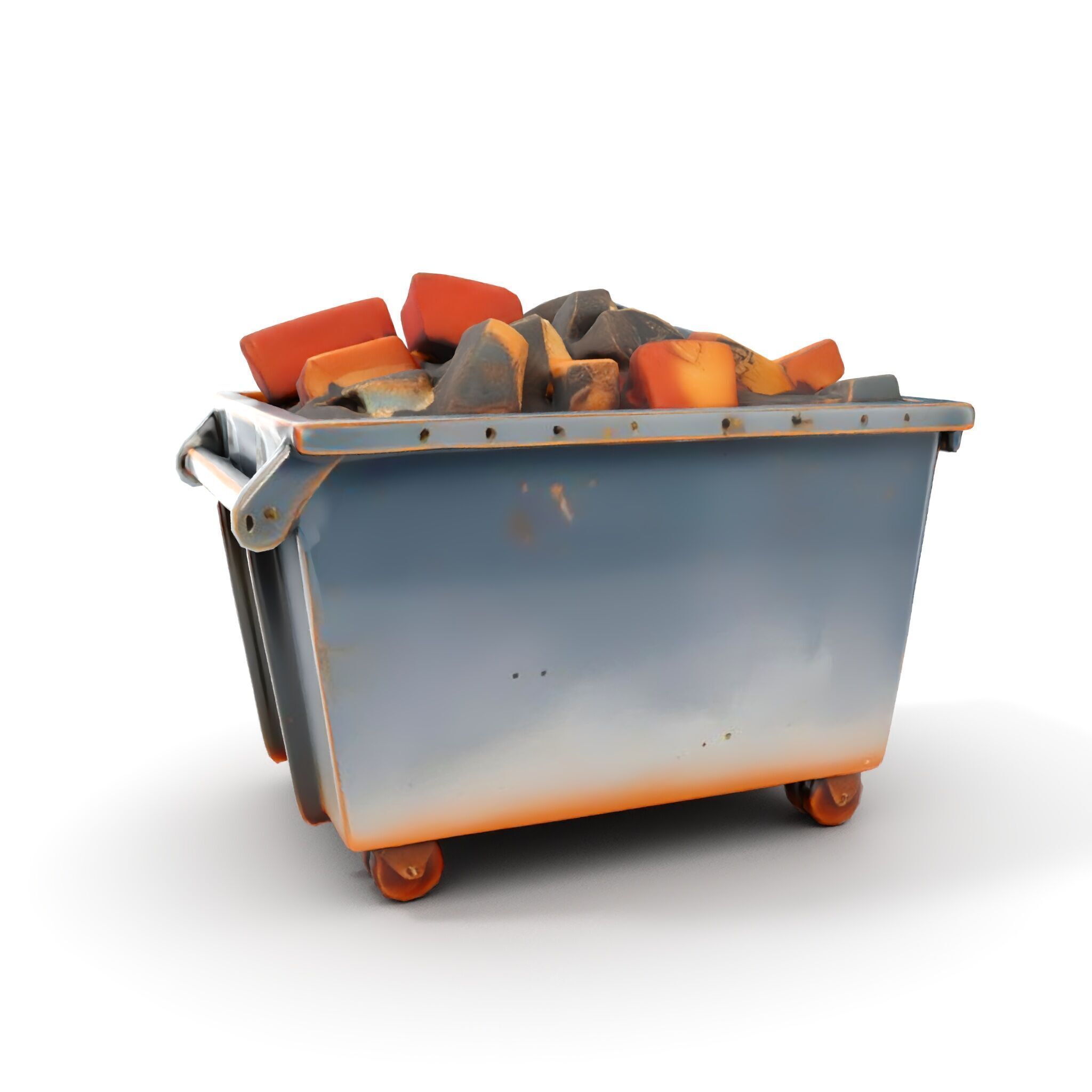 Industrial Dumpster with Bricks Model Pack Low-poly 3D model_6