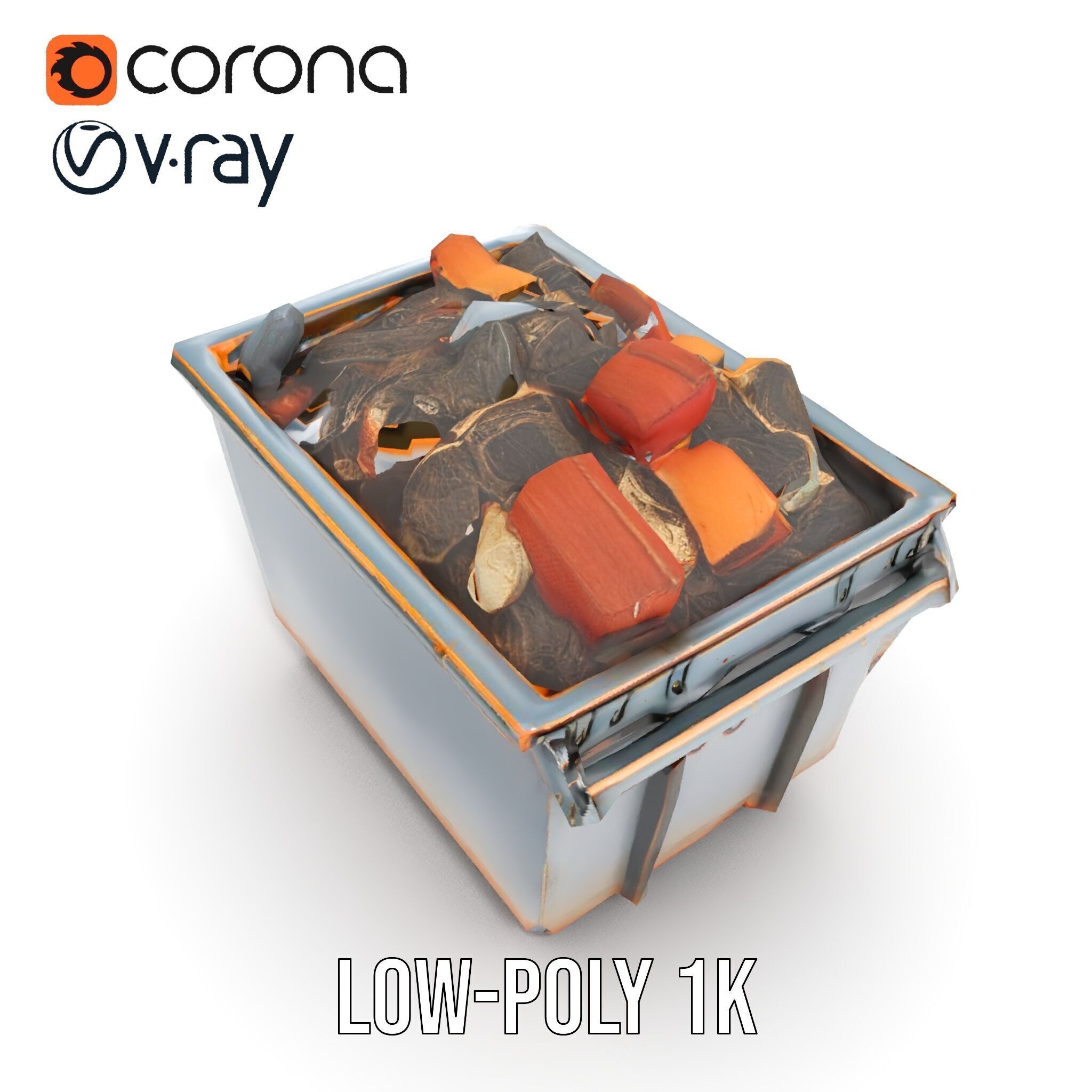 Industrial Dumpster with Bricks Model Pack Low-poly 3D model_13