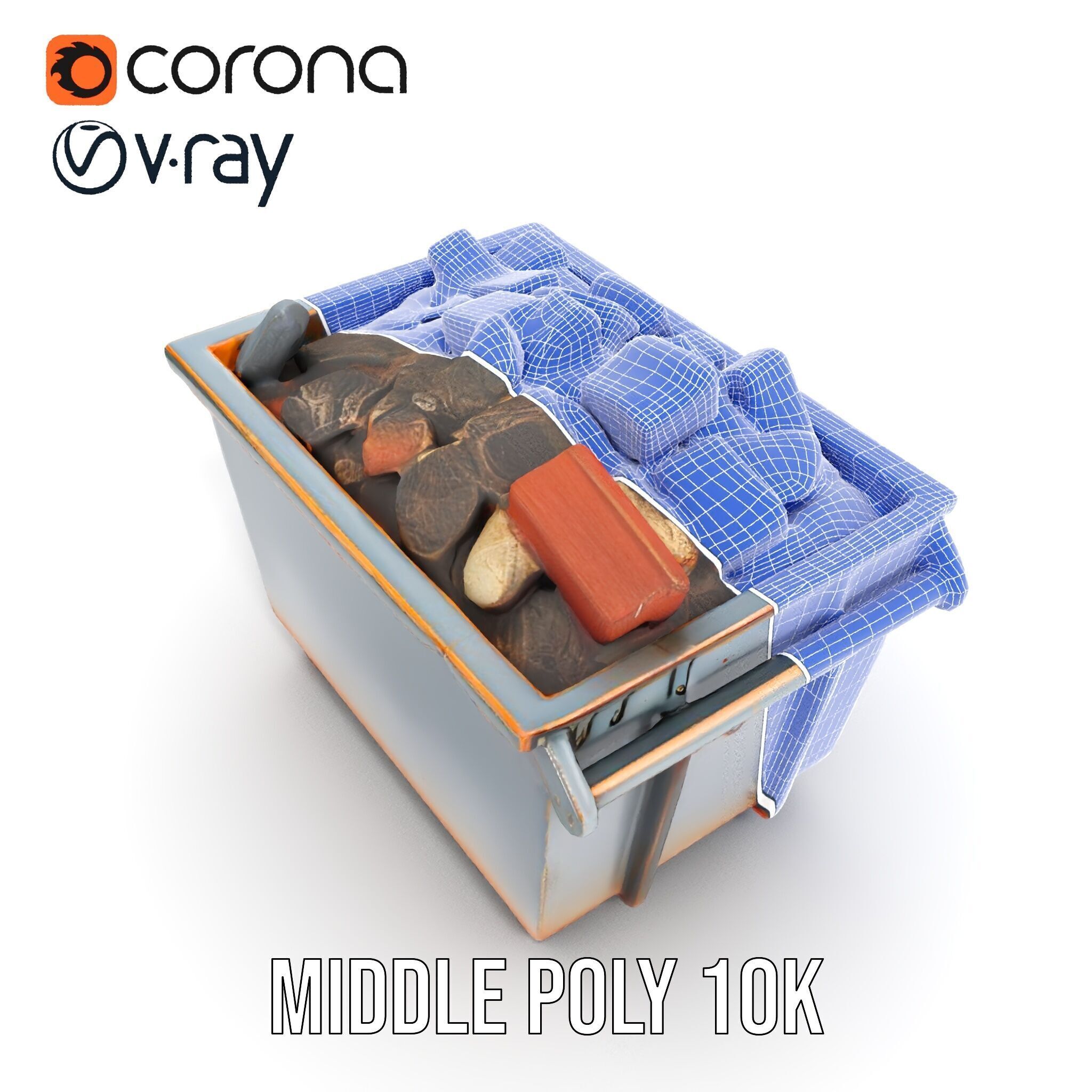 Industrial Dumpster with Bricks Model Pack Low-poly 3D model_25