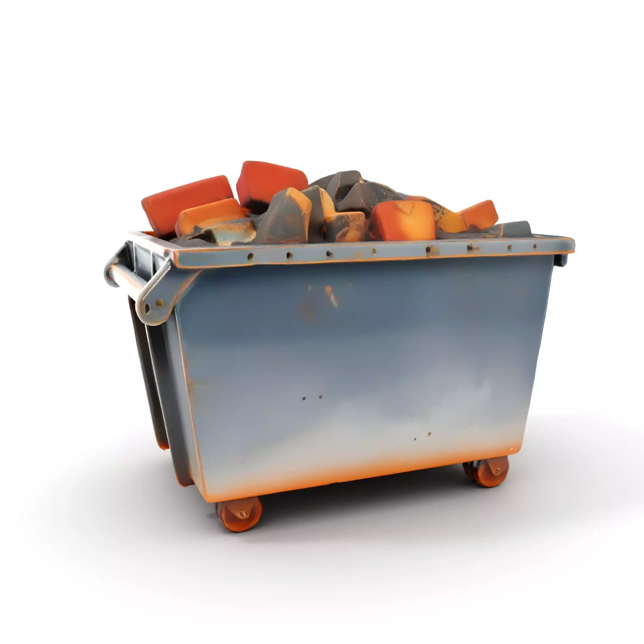 Industrial Dumpster with Bricks Model Pack Low-poly 3D model_0