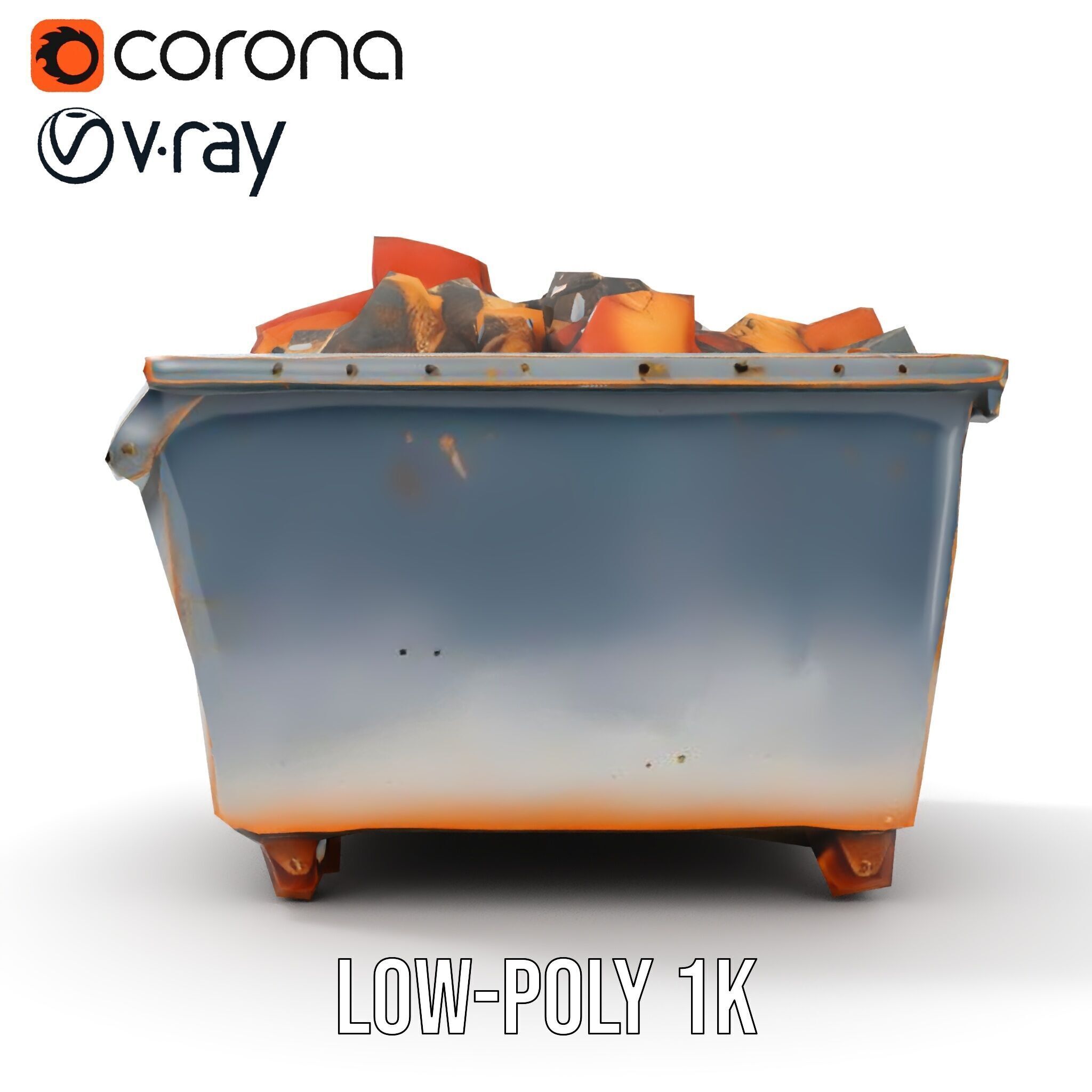 Industrial Dumpster with Bricks Model Pack Low-poly 3D model_21