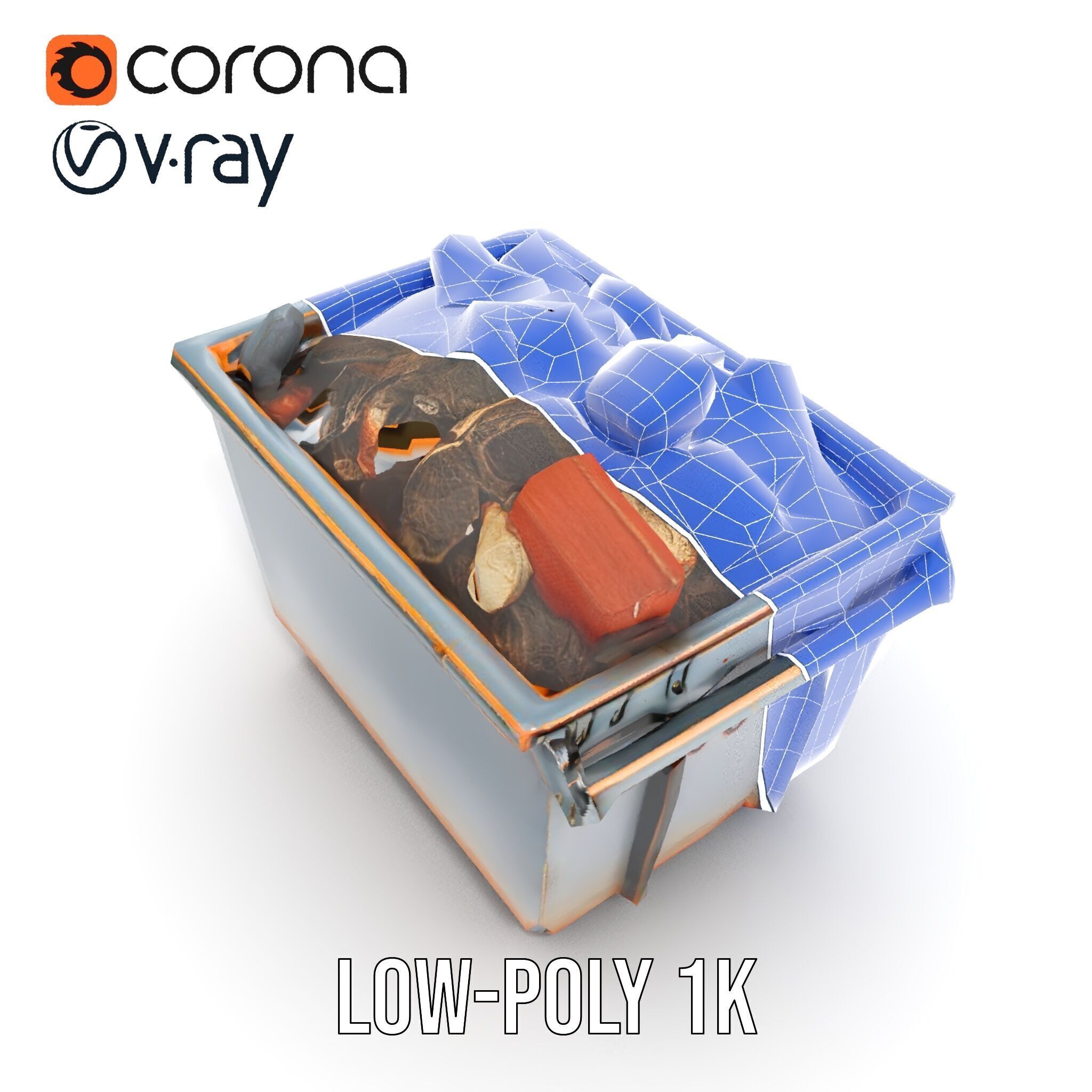 Industrial Dumpster with Bricks Model Pack Low-poly 3D model_26