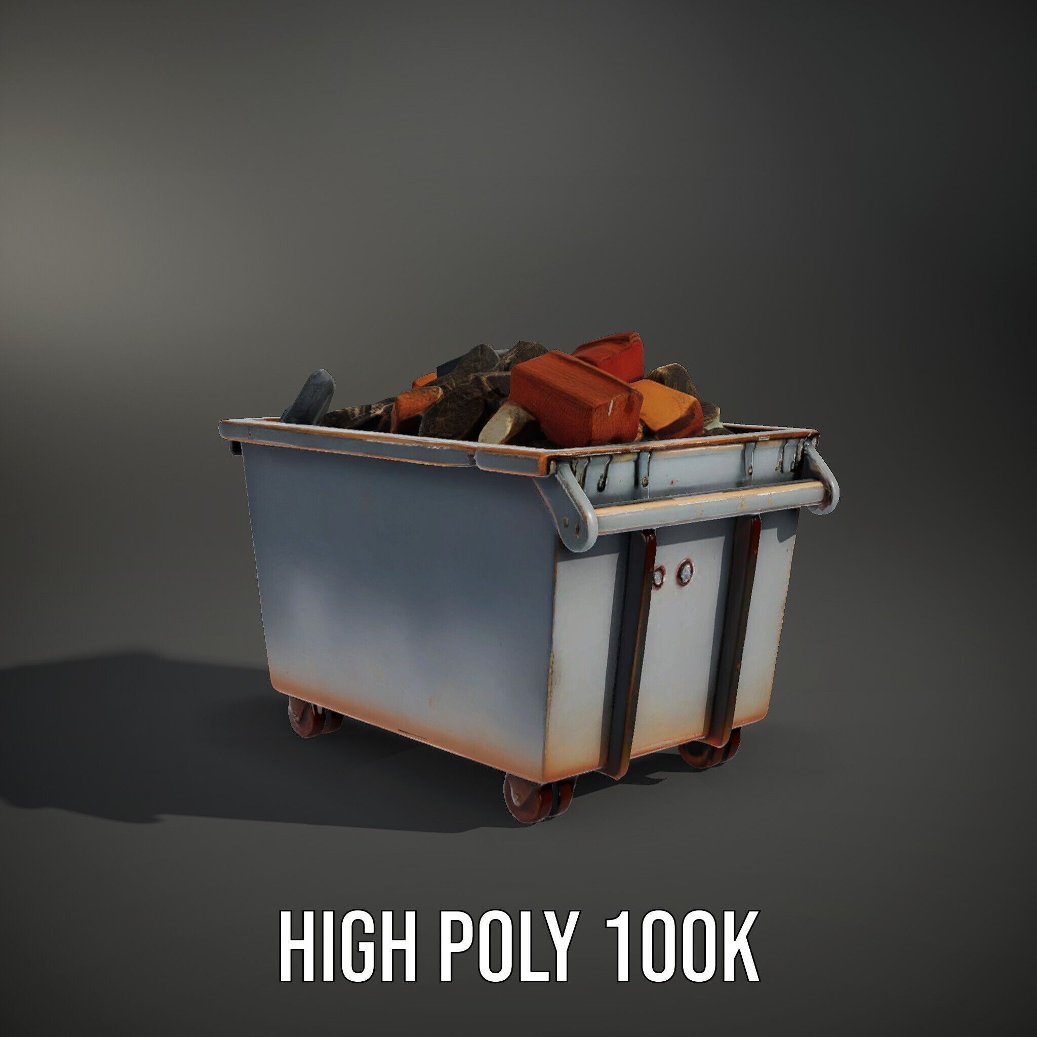 Industrial Dumpster with Bricks Model Pack Low-poly 3D model_11